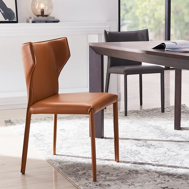 Modern Style Leather Matte Finish Side Chair Wingback Side Chair for Dinning Room Clearhalo ' kitchen&dining_furn' 'Dining Chairs' 'Dining Tables & Seating' 'dining_chair' 'Furniture' 'furniture_dining_chair' 'Kitchen & Dining Furniture' 'kitchen' 1200x1200_bf491c3a-483d-47bd-a03b-9aa0ccc06635