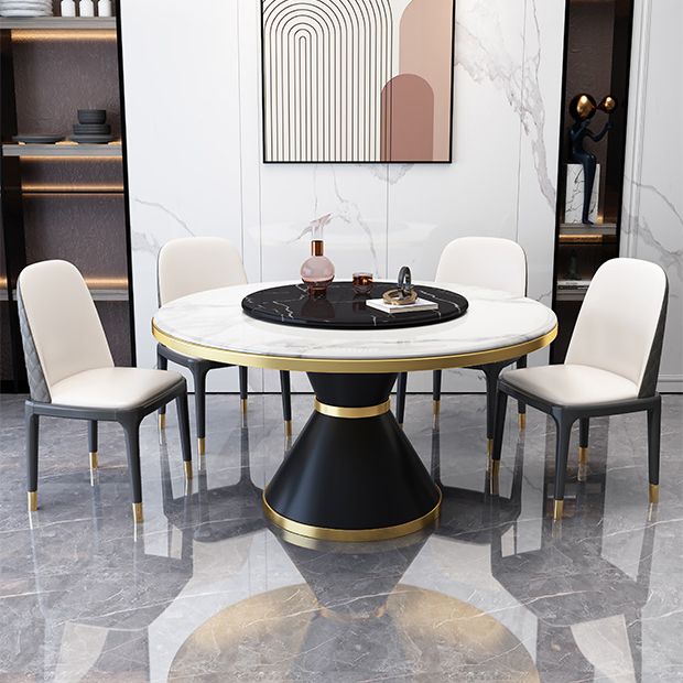 Glam Sintered Stone Round Shape Dining Table Kitchen Standard Dining Table with Pedestal Base Clearhalo ' dining_table' 'Dining Tables & Seating' 'Dining Tables' 'furn' 'furn_dining_table' 'Furniture' 'furniture_dining_table' 'Kitchen & Dining Furniture' 'kitchen&dining_furn' 'kitchen' 'kitchen_dining_table' 1200x1200_bf4a89a0-a0d6-43a8-845a-00585f7aca5e