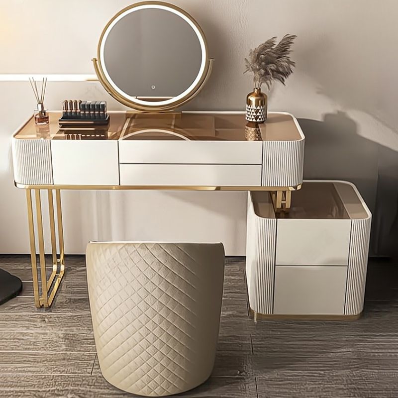 Miroir blanc Glam Blow Miroir en bois massif avec un ensemble de vanité de maquillage du tiroir