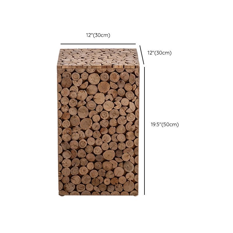 Tavolo laterale quadrato in stile country tavolino in legno solido naturale