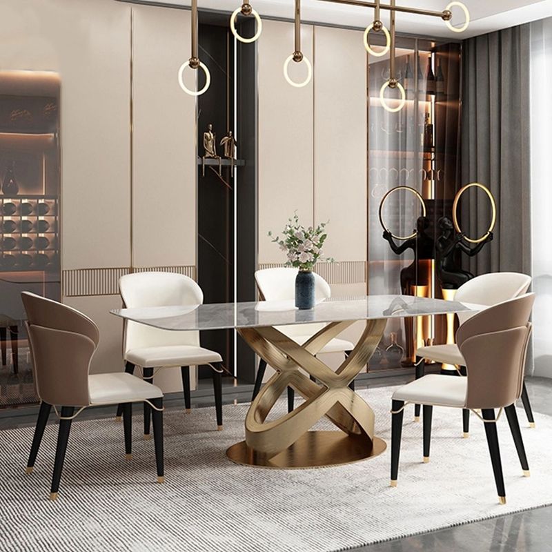 Eigentijdse eiken houten wingback stoel matte afwerking faux lederen stoel met zwarte poten