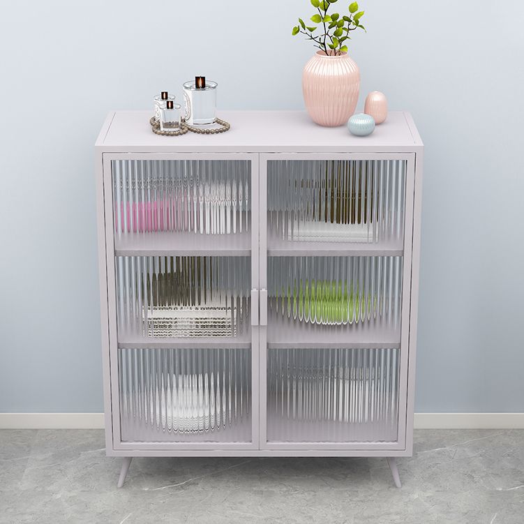 Glass Door Iron Sideboard Modern Server Cabinet with Storage for Kitchen Dining Room Clearhalo 'buffet_sideboard' 'Buffets & Sideboards' 'furn' 'furn_buffet_sideboard' 'Furniture' 'furniture_buffet_sideboard' 'Kitchen & Dining Furniture' 1200x1200_bf4e0fd2-ecb0-4a7f-a2ce-a6ff86751da9