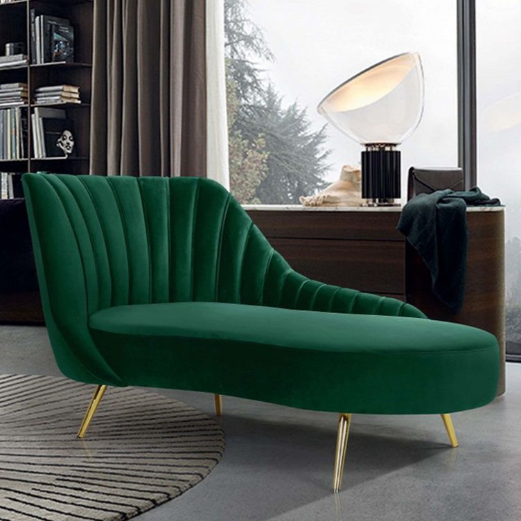 Glam Style Upholstered Cushioned Velvet Rolled Arms Chaise Lounge Clearhalo 'Chairs & Seating' 'Chaise Lounge' 'chaise_lounge' 'furn' 'furn_chaise_lounge' 'Furniture' 'Living Room Furniture' 1200x1200_bf4e5385-fed1-4f55-9ac5-f0a2f4eb38f6