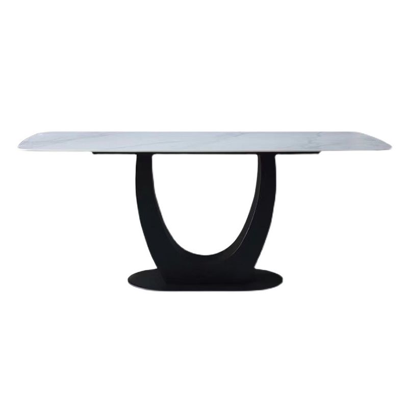 Industriële rechthoek eettafel gesinterde stenen tafel met metalen been voor thuis