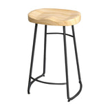 Industrial Wood Natural Barstool Wood Furniture with Metal Base for Home