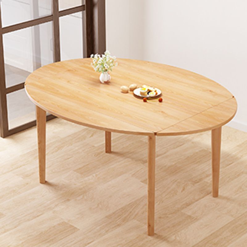 Contemporary Drop-Leaf Dining Table Rubberwood Solid Wood Table with 4 Legs Clearhalo ' dining_table' 'Dining Tables & Seating' 'Dining Tables' 'furn' 'furn_dining_table' 'Furniture' 'furniture_dining_table' 'Kitchen & Dining Furniture' 'kitchen&dining_furn' 'kitchen' 'kitchen_dining_table' 1200x1200_bf51131b-516f-4e9f-a4d4-935990663db0