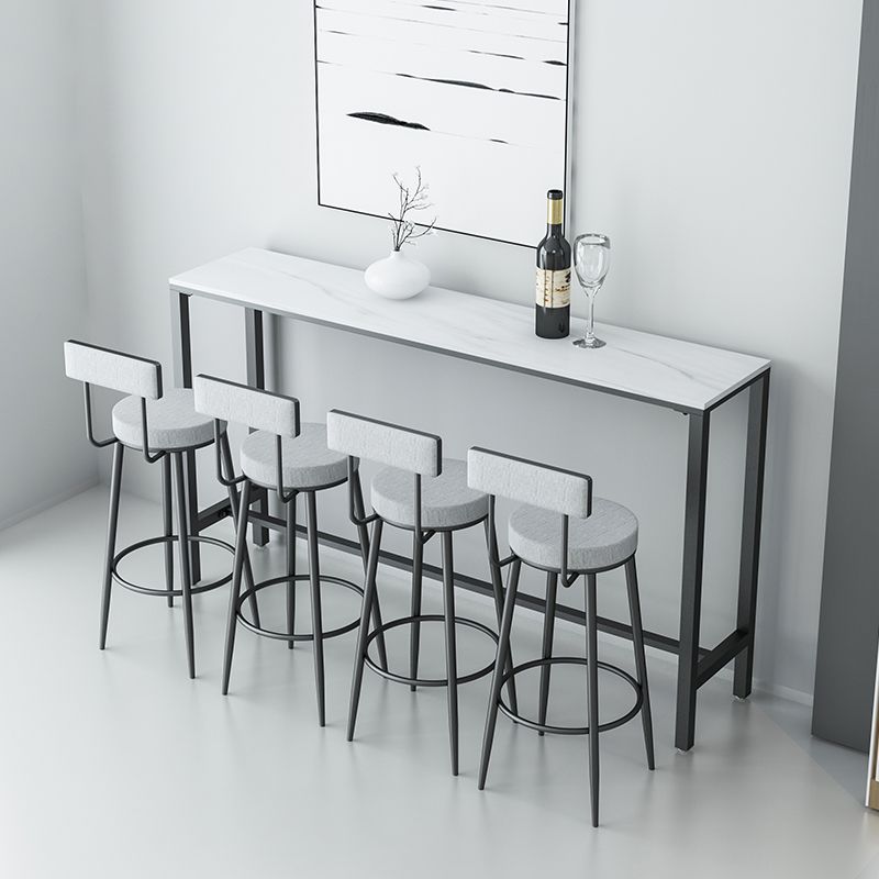 Modern Style Linen Counter Stool Round Low Back Bar Stool with Footrest Clearhalo 'Bar Furniture' 'Bar Stools' 'bar_stools' 'furn' 'furn_bar_stools' 'Furniture' 'Kitchen & Dining Furniture' 1200x1200_bf51d3dc-7b52-462c-995e-8782013ca732