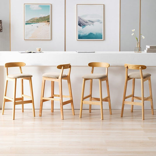 Scandinavian Milk Tea Shop Rubberwood Stool Matte Finish Upholstered Bar Stools Clearhalo 'Bar Furniture' 'Bar Stools' 'bar_stools' 'furn' 'furn_bar_stools' 'Furniture' 'furniture_bar_stools' 'Kitchen & Dining Furniture' 1200x1200_bf51dc15-f1c1-437e-9216-50d090cb6f42