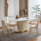 Glam Sintered Stone White Dining Room Set with Round Table Dining Table Furniture Clearhalo 'Dining Room Sets' 'Dining Tables & Seating' 'dining_room_set' 'furn' 'furn_dining_room_set' 'Furniture' 'furniture_dining_room_set' 'Kitchen & Dining Furniture' 'kitchen&dining_furn' 'kitchen' 1200x1200_bf523f18-ebe8-4b5c-a5c5-cf1e494b76b5