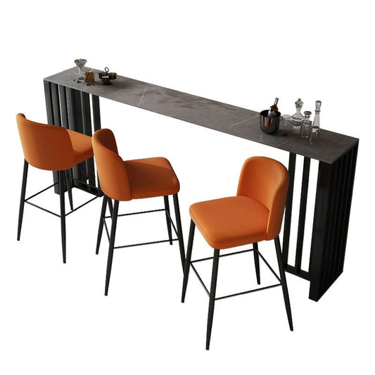 Modern Style Bar Table 42-inch Height Stone Top and Black Base Bistro Table Clearhalo 'Bar Furniture' 'Bar Tables' 'bar_tables' 'furn' 'furn_bar_tables' 'Furniture' 'furniture_bar_tables' 'Kitchen & Dining Furniture' 1200x1200_bf54f163-26df-4f05-8ec1-4dc42afb10e5