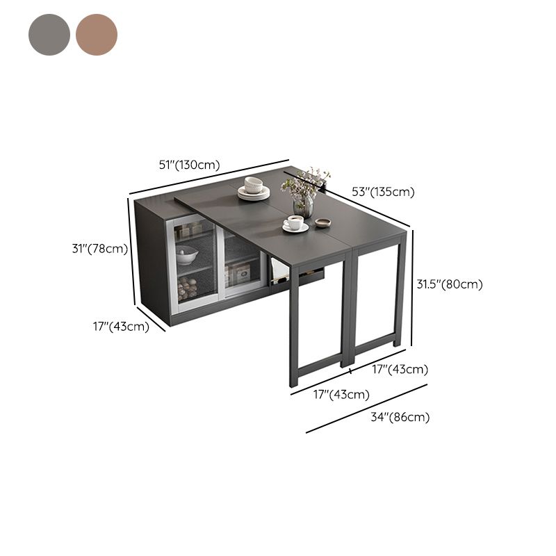Modern Folding Dining Table with Storage Rectangle Wooden Top Clearhalo 'Dining Tables & Seating' 'Dining Tables' 'dining_table' 'furn' 'furn_dining_table' 'Furniture' 'Kitchen & Dining Furniture' 1200x1200_bf5553e3-ae77-401c-a70e-236159e2e057