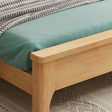 84.65 inch Wide Scandinavian Bed Frame Solid Wood Standard Bed with Headboard