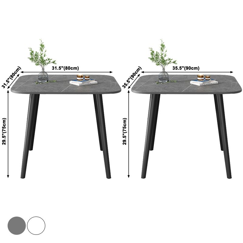 Industrial Style Home Sintered Stone Dining Table Square Shape Table with 4 Legs Base Clearhalo ' dining_table' 'Dining Tables & Seating' 'Dining Tables' 'furn' 'furn_dining_table' 'Furniture' 'furniture_dining_table' 'Kitchen & Dining Furniture' 'kitchen&dining_furn' 'kitchen' 'kitchen_dining_table' 1200x1200_bf55d476-2e48-4760-a354-25ede012f8d1