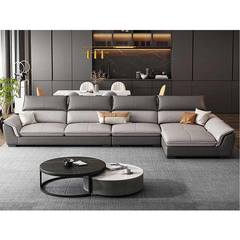 Modern Pillow Top Arm Sectional Sofa 35.43"HCushion Back Sofa Clearhalo 'furn' 'furn_sectionals' 'Furniture' 'furniture_sectionals' 'Living Room Furniture' 'Sectionals' 1200x1200_bf592201-8371-4824-bcd8-58a0cdcfd72f