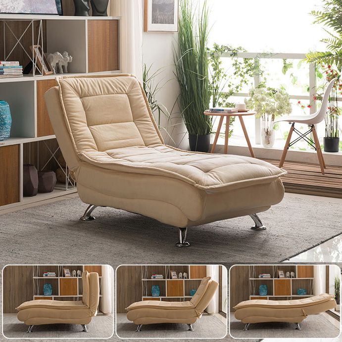 Modern Cotton Blend Lounge Chair Armless Adjustable Sleeper Chair Bed Clearhalo 'Chairs & Seating' 'Chaise Lounge' 'chaise_lounge' 'furn' 'furn_chaise_lounge' 'Furniture' 'Living Room Furniture' 1200x1200_bf5c5e34-3a2e-46de-b023-add9536bd02c