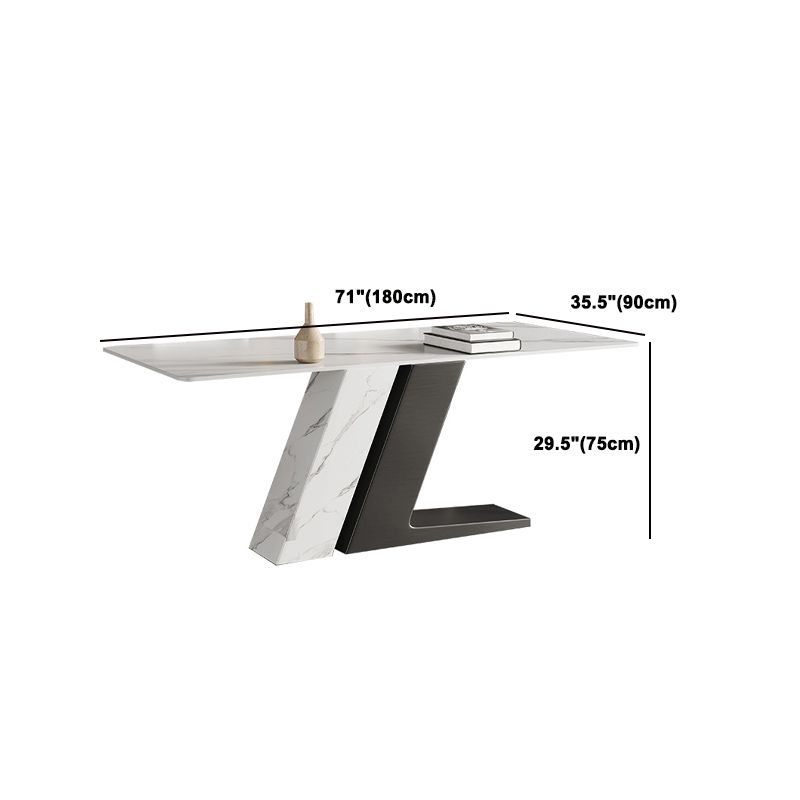 Ensemble de salle à manger en pierre de pierre moderne Rectangle 1/2/5/7 pièces Table de cuvette en blanc 1/2/5/7