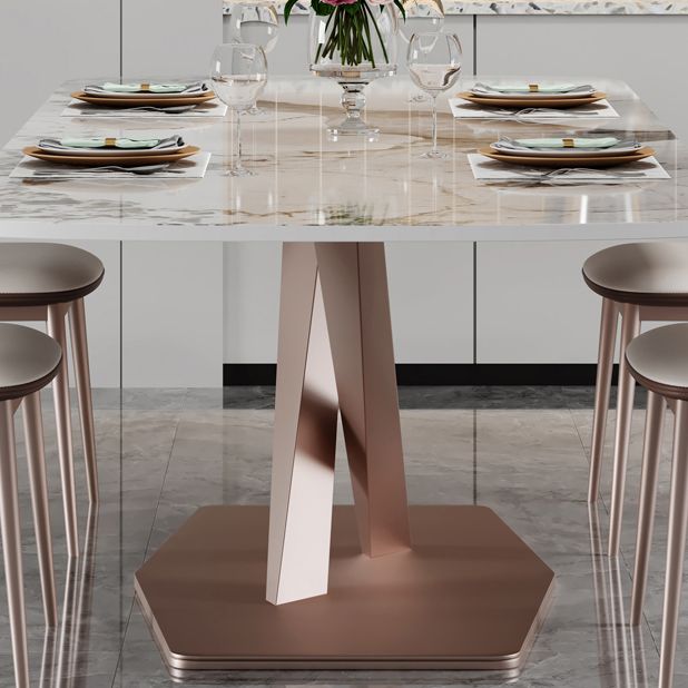Luxury Sintered Stone Dining Table Rectangle Table with Gold Metal Pedestal Base Clearhalo ' dining_table' 'Dining Tables & Seating' 'Dining Tables' 'furn' 'furn_dining_table' 'Furniture' 'furniture_dining_table' 'Kitchen & Dining Furniture' 'kitchen&dining_furn' 'kitchen' 'kitchen_dining_table' 1200x1200_bf5cf423-565b-4532-b1ba-cd465dc2e921