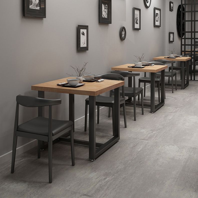 Industrial Solid Wood Dinner Room Kitchen Table Brown Square Table with Black Frame for Dinning Room Clearhalo ' dining_table' 'Dining Tables & Seating' 'Dining Tables' 'furn' 'furn_dining_table' 'Furniture' 'furniture_dining_table' 'Kitchen & Dining Furniture' 'kitchen&dining_furn' 'kitchen' 'kitchen_dining_table' 1200x1200_bf5fd5f0-63a1-43ec-aa83-c389d745d213
