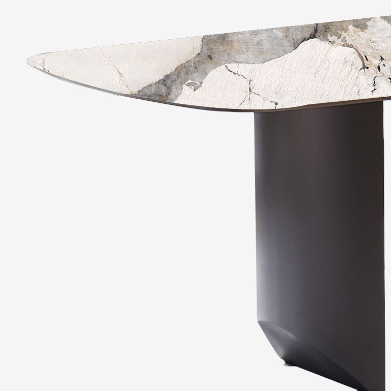 Metal Traditional Luxury Rectangle Table Sintered Stone Indoor Table for Dining Room Clearhalo ' dining_table' 'Dining Tables & Seating' 'Dining Tables' 'furn' 'furn_dining_table' 'Furniture' 'furniture_dining_table' 'Kitchen & Dining Furniture' 'kitchen&dining_furn' 'kitchen' 'kitchen_dining_table' 1200x1200_bf63019a-6350-4b64-bde3-a464e1349e09