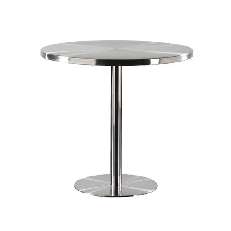 Metal Industrial Table Stainless Steel Top Dining Table with Pedestal Base Clearhalo ' dining_table' 'Dining Tables & Seating' 'Dining Tables' 'furn' 'furn_dining_table' 'Furniture' 'furniture_dining_table' 'Kitchen & Dining Furniture' 'kitchen&dining_furn' 'kitchen' 'kitchen_dining_table' 1200x1200_bf6377e2-d09e-42b9-adfe-0435ecd7121a