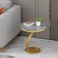 Modern Slate Round Side Table 19.6" Tall Iron Abstract End Table