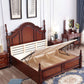 84.65 inch Wide Victorian Bed Frame Pine Wood Bed with Upholstered Headboard Clearhalo 'Bedroom Furniture' 'Beds' 'furn' 'furn_beds' 'Furniture' 1200x1200_bf641407-1563-480e-b0af-f6e5588c6261