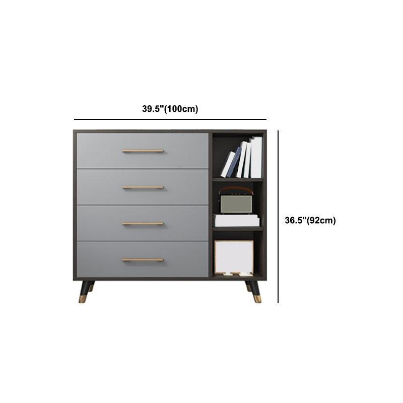 15.74" W Gray Accent Chest with Solid Wood Straight Legs Chest with Drawers