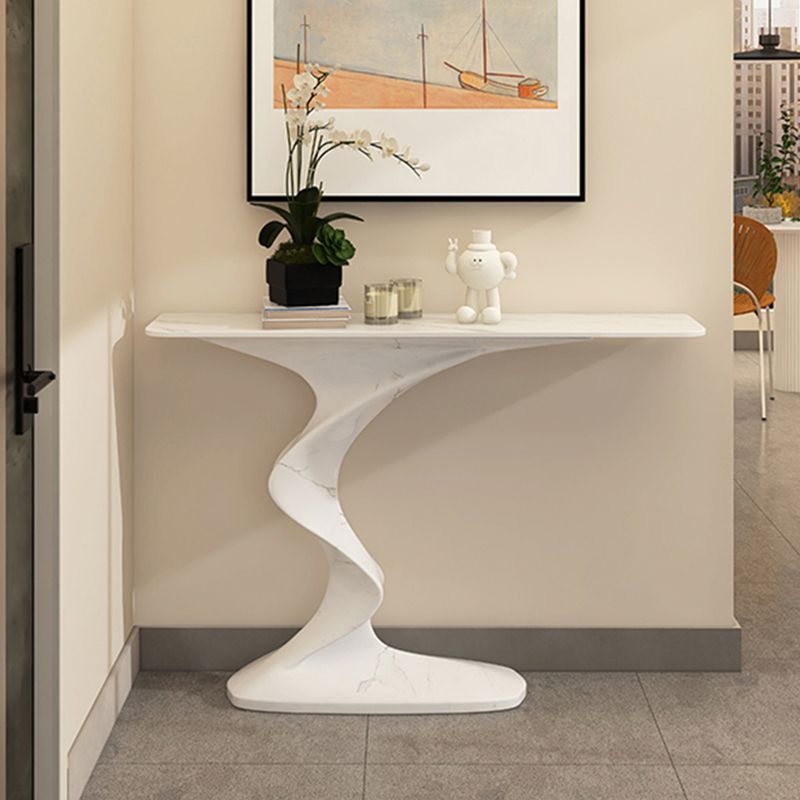 Rectangle Shape Contemporary Console Table Stone Console Sofa Table in White Clearhalo 'Console Tables' 'console_tables' 'Entry & Mudroom Furniture' 'furn' 'furn_console_tables' 'Furniture' 1200x1200_bf64bfe3-eeb4-4e4d-b369-7929bf9f5774