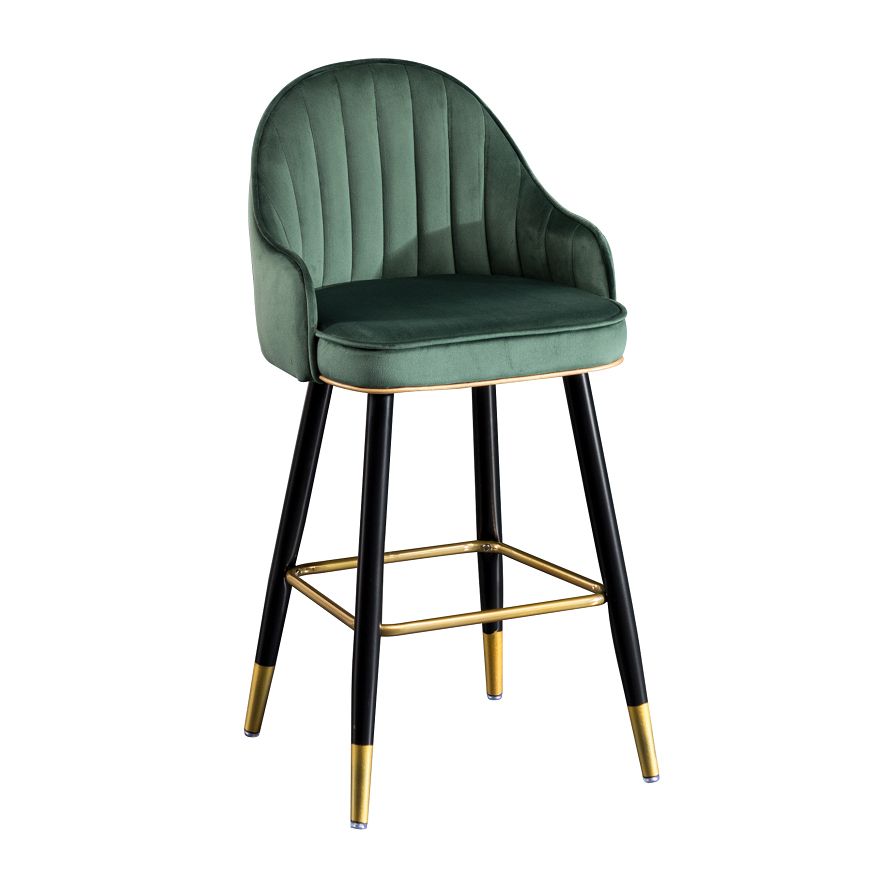 Modern Armless Backrest Counter Stool Iron Bar Stool with Velvet Cushion and Pedal Clearhalo 'Bar Furniture' 'Bar Stools' 'bar_stools' 'furn' 'furn_bar_stools' 'furniture_bar_stools' 'Kitchen & Dining Furniture' 'kitchen&dining_furn' 'kitchen' 'kitchen_furn' Furniture' 1200x1200_bf69576e-8992-4d18-b61f-5a0993c11b2c