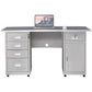 Rectangular Shaped Writing Desk Stainless Steel in Silver for Office