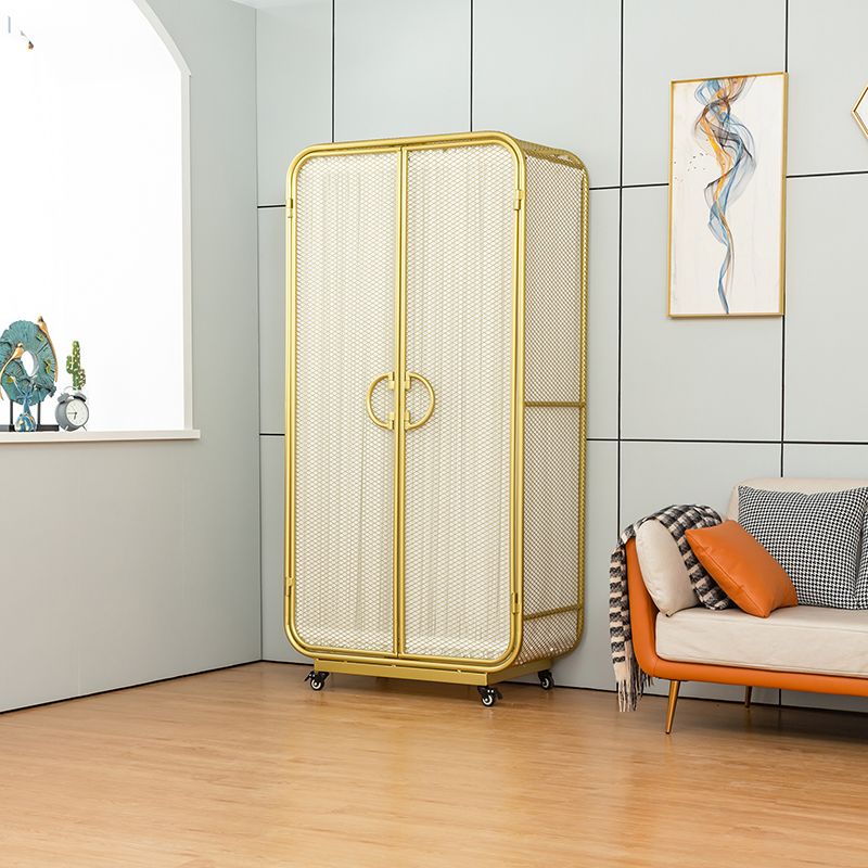 Modern Style Wardrobe Cabinet Metal Clothes Rail Wardrobe Armoire for Bedroom Clearhalo 'Armoires & Wardrobes' 'armoires_wardrobes' 'Bedroom Furniture' 'furn' 'furn_armoires_wardrobes' 'Furniture' 1200x1200_bf6bf044-82f7-4fc0-ad76-fa39355be1fa