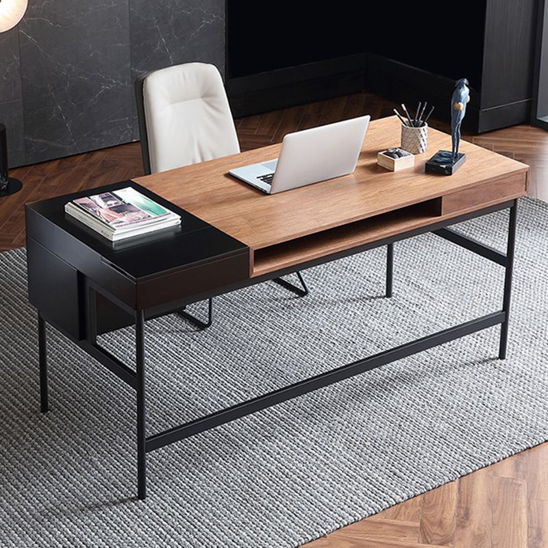 Industrial Engineered Wood Writing Desk Rectangular Office Desk with 2 Drawers Clearhalo 'furn' 'furn_office_desk' 'Furniture' 'Office Desks' 'Office Furniture' 'office_desk' 1200x1200_bf6c2b20-cbdd-4bc4-80f7-708f03eef76a