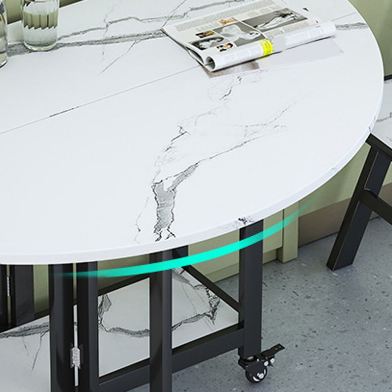 Mesa de comedor plegable Mesa de comedor de mármol sintético con marco negro