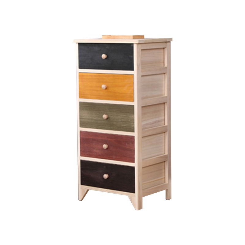 Industrial Accent Chest with Drawers and Wooden Legs Rectangle Chest