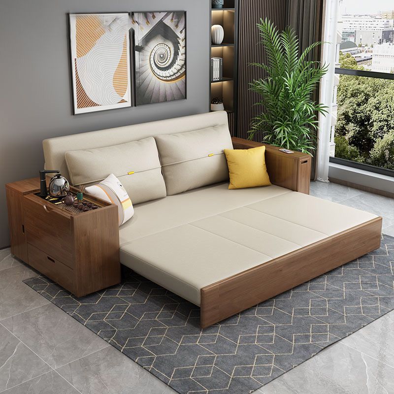 スカンジナビアの布団寝台ソファベッド正方形の腕と枕バック