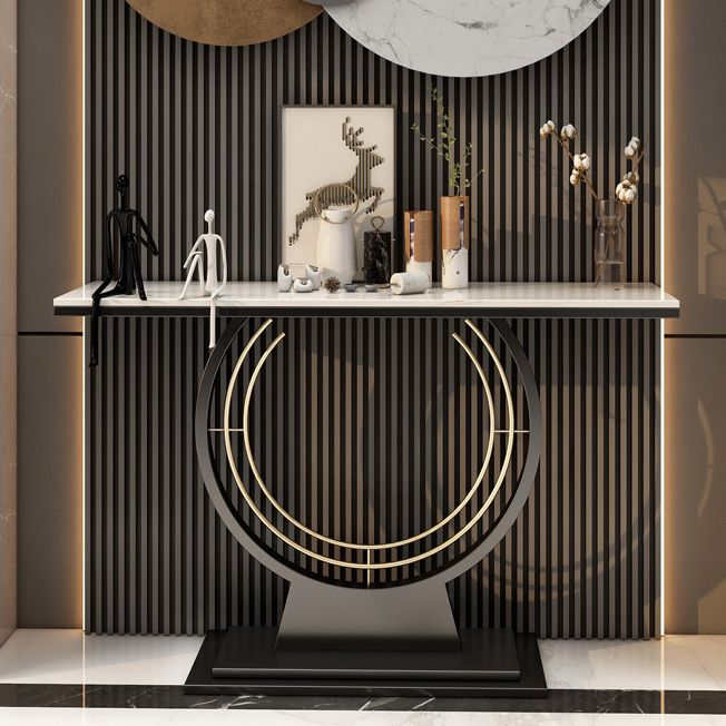 31.5" Tall Hall Console Table Stone Rectangle Accent Table for Hall