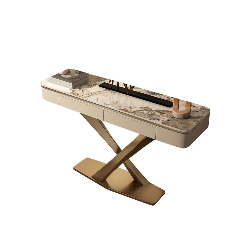 Glam Rectangle Accent Table Stone Sofa Console Table for Hall Clearhalo 'Console Tables' 'console_tables' 'Entry & Mudroom Furniture' 'furn' 'furn_console_tables' 'Furniture' 1200x1200_bf70bf26-8827-4d86-9d41-09187bf1a67d