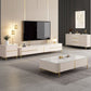 Glam Stone TV Media Stand Enclosed Storage White TV Stand with Drawers