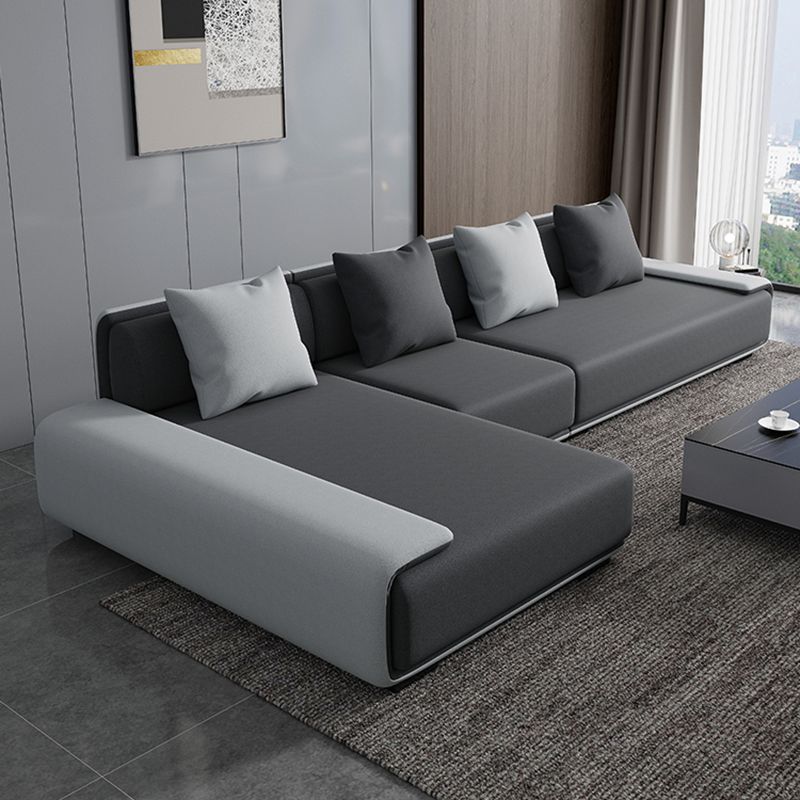 Dark Grey Modular Sectional with Square and Pillow Back Cushion Clearhalo 'furn' 'furn_sectionals' 'Furniture' 'furniture_sectionals' 'kitchen' 'kitchen_sectionals' 'Living Room Furniture' 'Sectionals' 1200x1200_bf71f09a-4c73-4f71-afc5-935b9de01e93