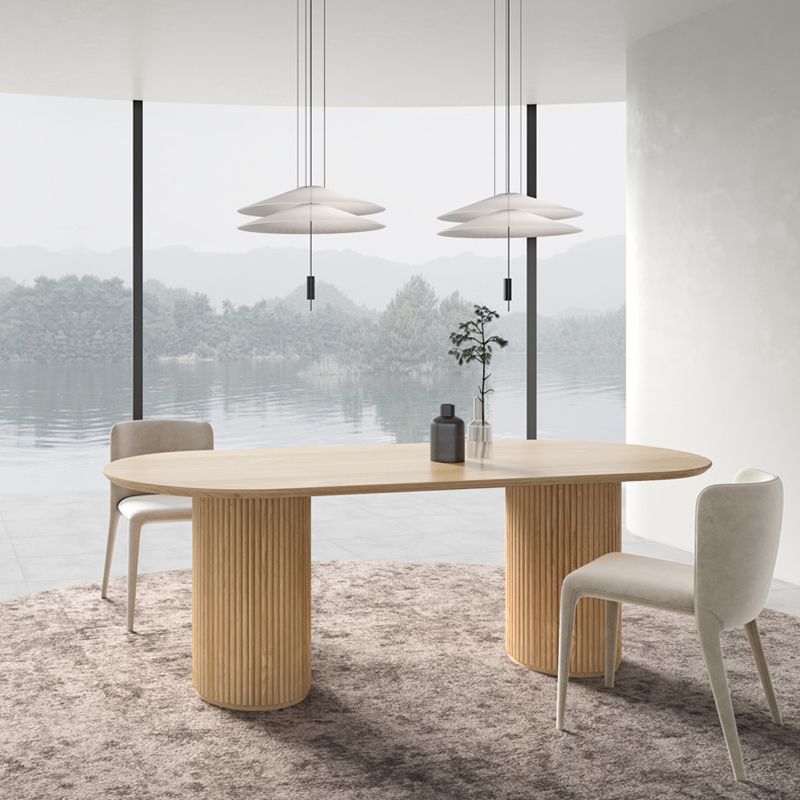 Tavolo di legno di cenere moderno per il ristorante tavolo ovale con doppio piedistallo