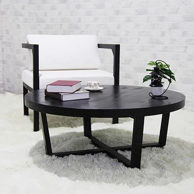 Solid Wood and Metal Coffee Table Home Round Coffee Desk in Black Clearhalo 'Coffee & Accent Tables' 'Coffee Tables' 'coffee_tables' 'furn' 'furn_coffee_tables' 'Furniture' 'Living Room Furniture' 1200x1200_bf762085-eecc-432d-9d36-329c9a2e0970