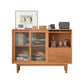 Modern Doors Sideboard Light Brown Pine Solid Wood Buffet Table with 2-Drawer