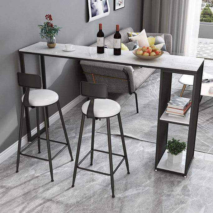 Modern 1/3 Pieces Bar Table Set Rectangle Stone Counter Table for Living Room