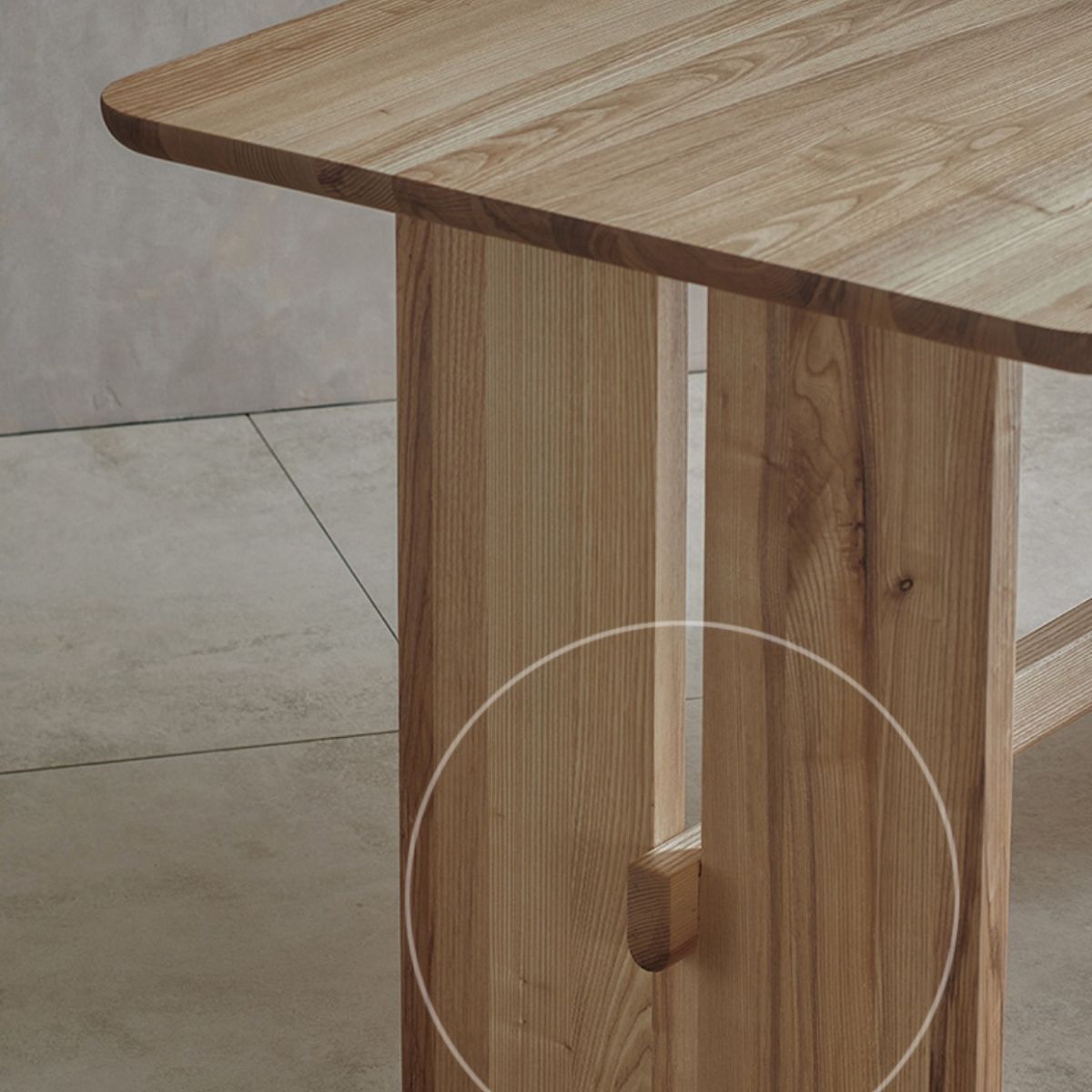 Modern Rectangle Trestle Dining Table Natural Ash Wood Table