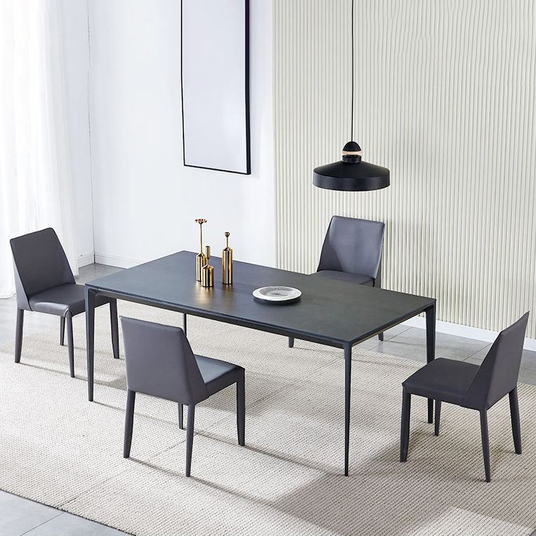 Contemporary Sintered Stone Top Dining Table Set of Rectangle Shape Formal Dinette Set Clearhalo 'Dining Room Sets' 'Dining Tables & Seating' 'dining_room_set' 'furn' 'furn_dining_room_set' 'Furniture' 'furniture_dining_room_set' 'Kitchen & Dining Furniture' 'kitchen&dining_furn' 'kitchen' 1200x1200_bf78db55-14a8-4e00-8c2d-eebcd750be88