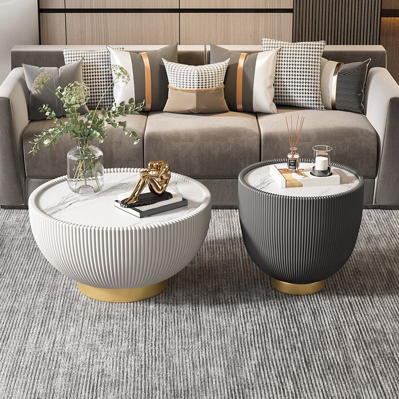 Stone Round Coffee Table Glam Pedestal Coffee Cocktail Table Set Clearhalo 'Coffee & Accent Tables' 'Coffee Tables' 'coffee_tables' 'furn' 'furn_coffee_tables' 'Furniture' 'Living Room Furniture' 1200x1200_bf79b52e-c16d-4f56-ad35-afea1d1cec93
