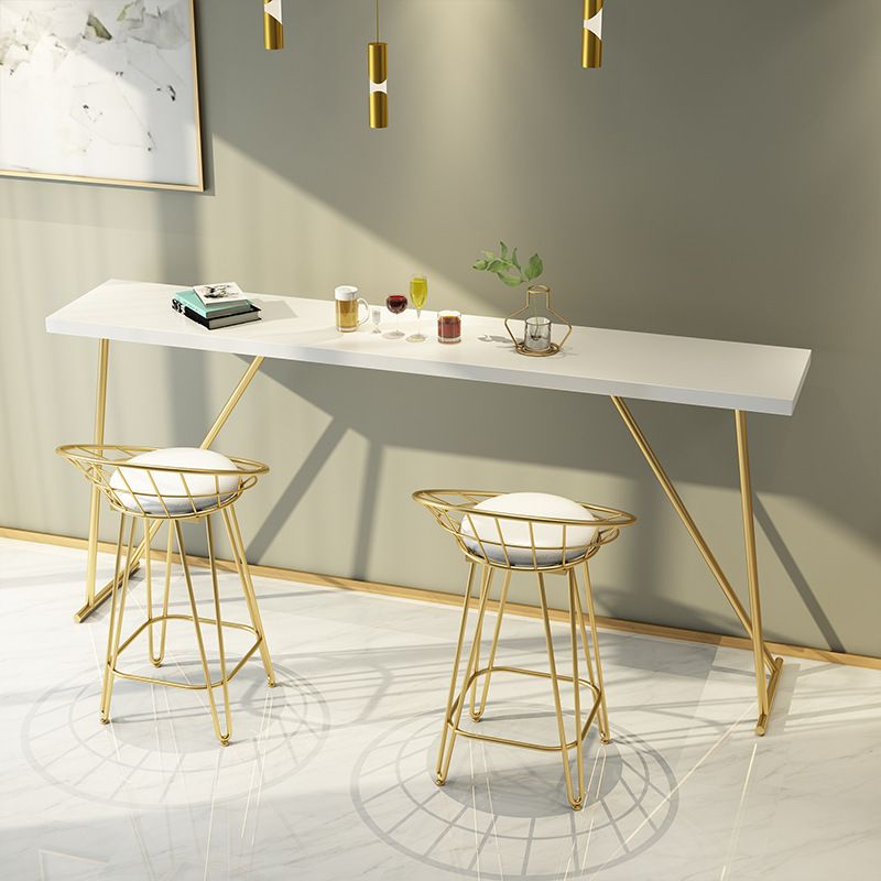 Glam Barthekentisch aus Holz, rechteckiger Barthekentisch mit Metallbeinen für die Küche