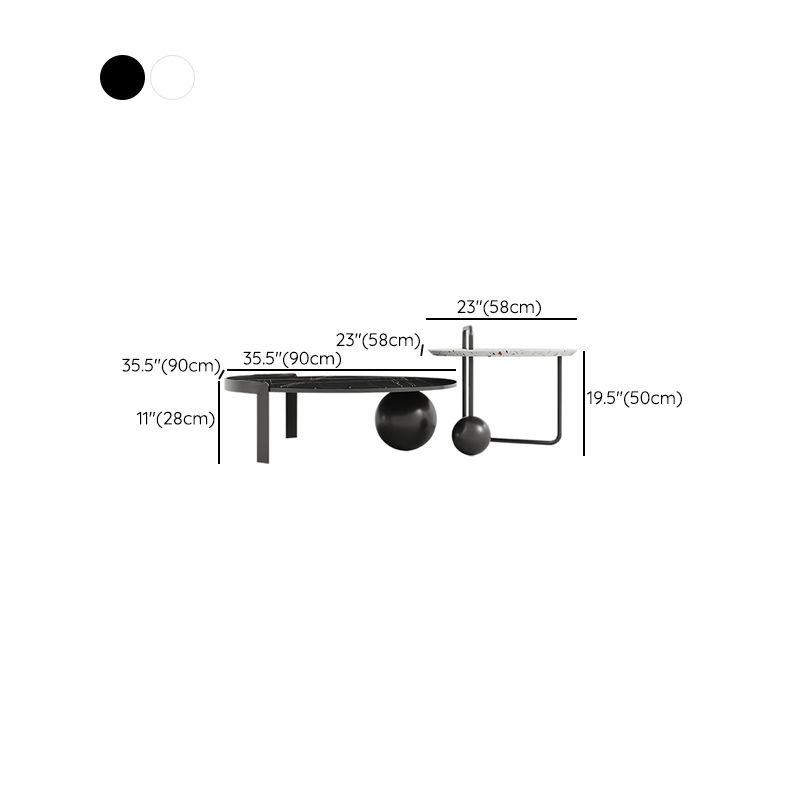Round Stone Coffee Table Set Stainless Steel Simple Cocktail Table Clearhalo 'Coffee & Accent Tables' 'Coffee Tables' 'coffee_tables' 'furn' 'furn_coffee_tables' 'Furniture' 'Living Room Furniture' 1200x1200_bf7cc416-21ab-4a78-a8ad-7489dccd29ef