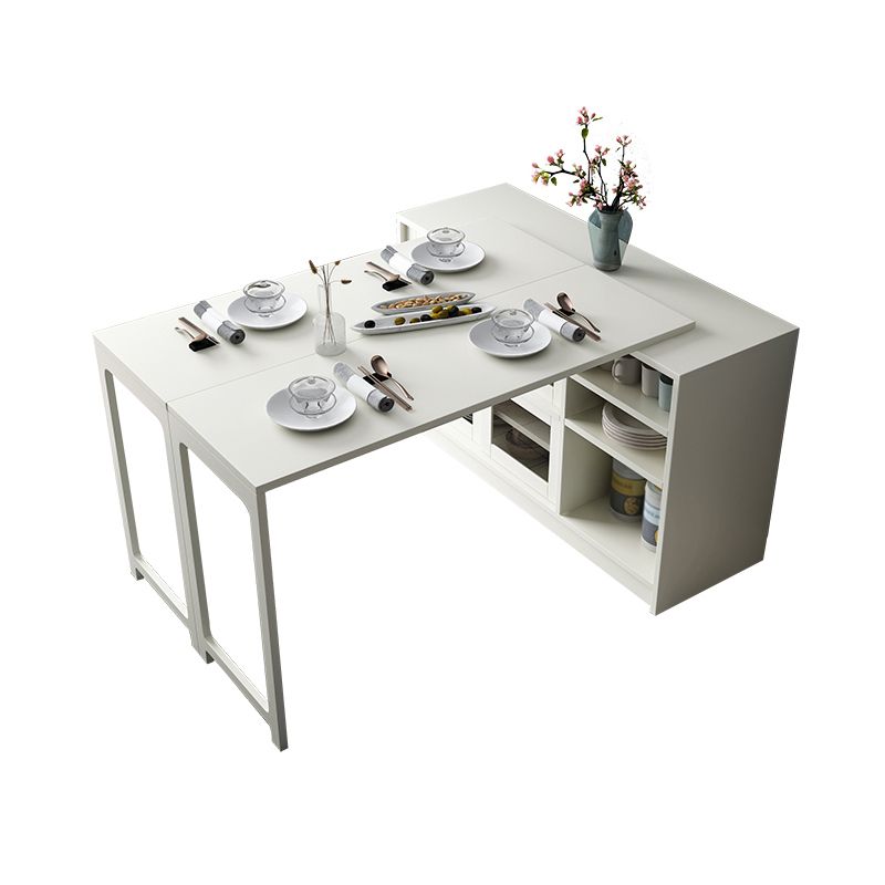 Folding Rectangle Dining Table Wood Dining Table in White and Natural