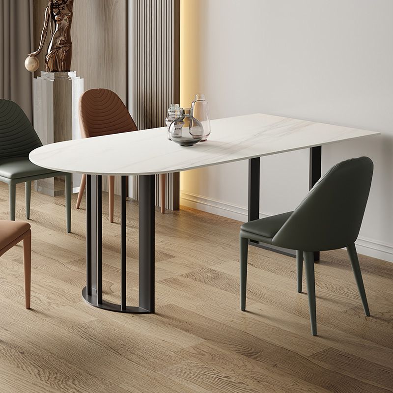 Modern Style Dining Table White Top Sintered Stone Table for Home Clearhalo 'Dining Tables & Seating' 'Dining Tables' 'dining_table' 'furn' 'furn_dining_table' 'Furniture' 'Kitchen & Dining Furniture' 1200x1200_bf7e6ef0-7c2d-490f-afdf-bbc96f0c340e
